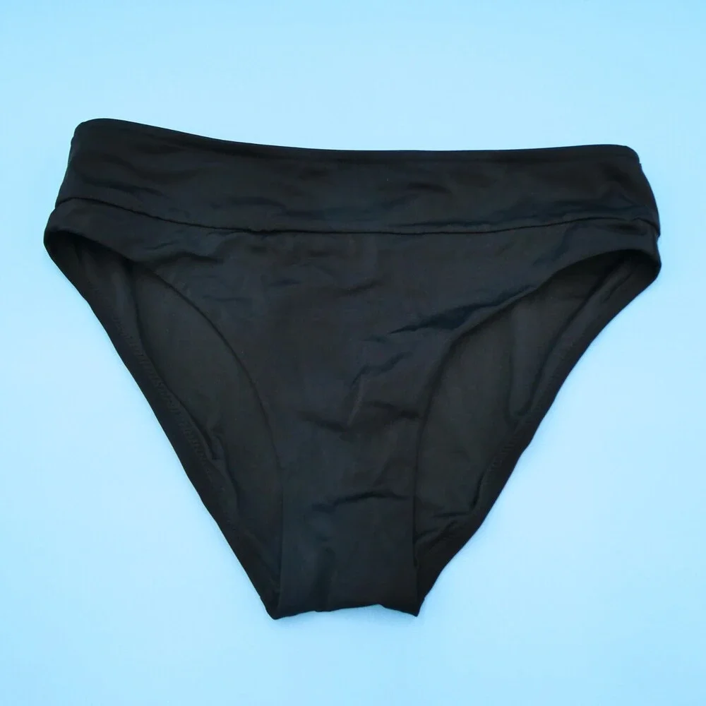 Victorias Secret Medium Black Mid Rise Bikini Bottom Cheeky Hipster Swimwear New